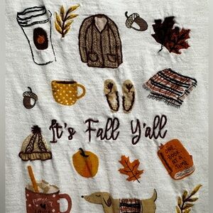 It’s Fall Yall Seasonal Embroidered Loft Soft White Tee 100% cotton  Size Large